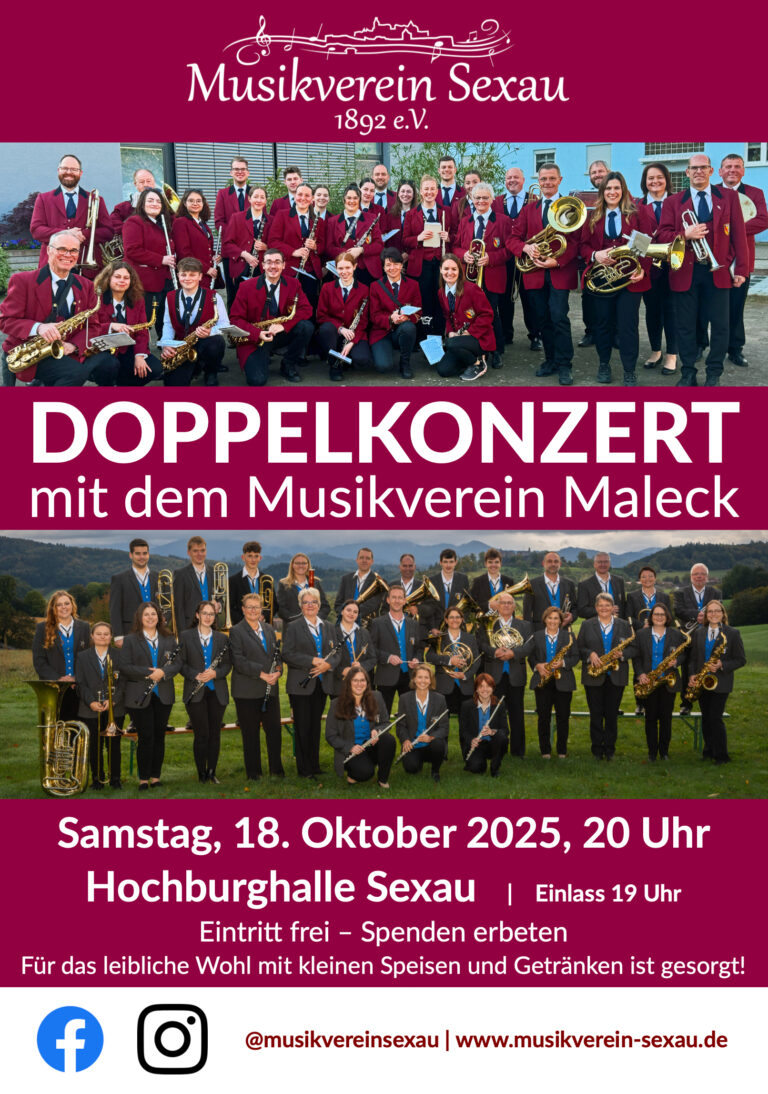 Musikverein Sexau X Musikverein Maleck – Doppelkonzert am 18. Oktober 2025