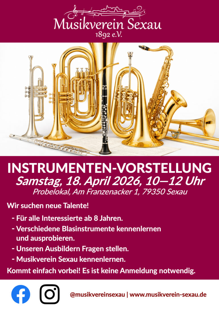 Instrumenten-Vorstellung beim Musikverein Sexau – Wir suchen neue Talente!